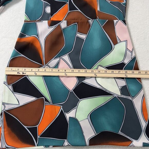 Diane Von Furstenberg Silk Mini Dress Sz 12 Multicolor Shoulder Bow Long Sleeve - Picture 13 of 14